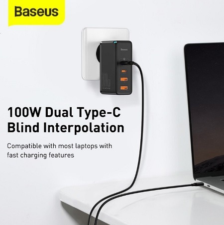 Сетевое зарядное устройство Baseus GaN2 Pro 2*USB+2*TYPE-C, 100W черное