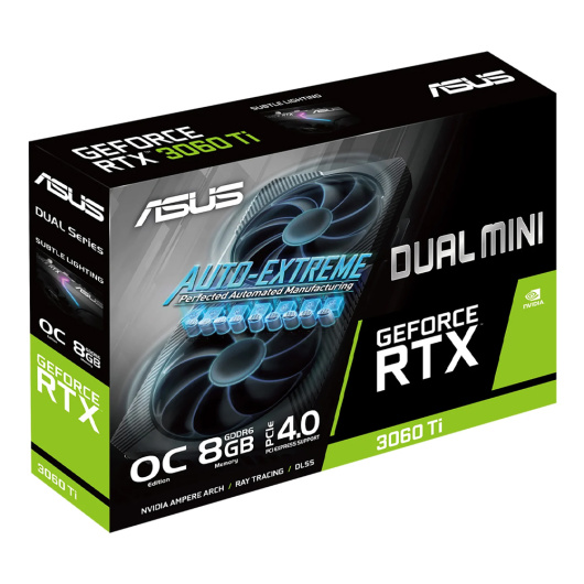 Видеокарта ASUS DUAL GeForce RTX 3060 Ti V2 MINI OC (DUAL-RTX3060TI-O8G-MINI-V2), Retail