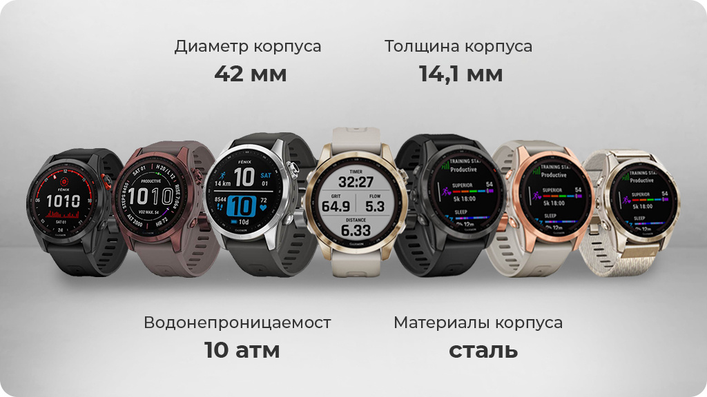 Умные часы Garmin Fenix 7S графит/серебристый